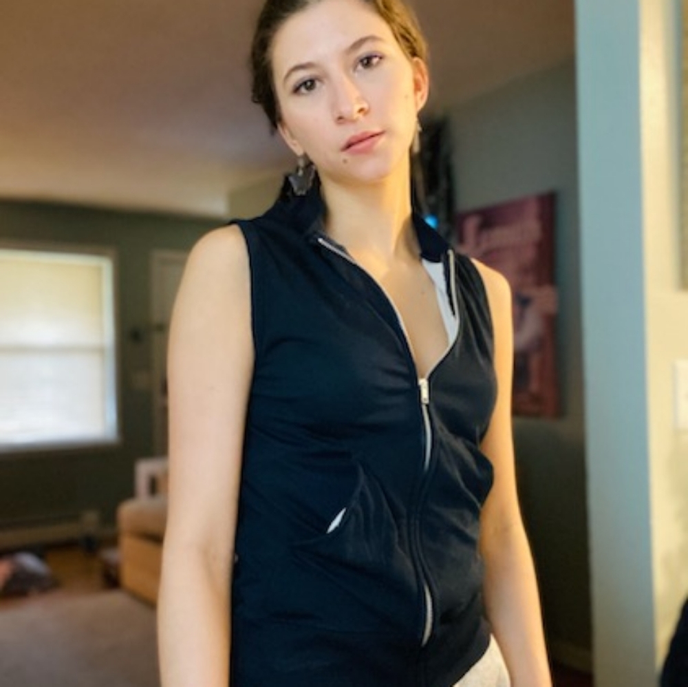 Vintage 60‎ 70 s acrylic zipper tank. Sears Field master. Blue.